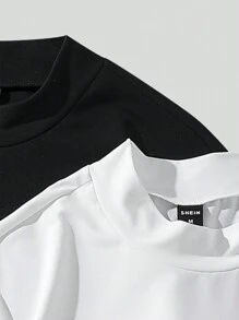 Manfinity Homme Hombres 2 piezas Camiseta unicolor de cuello alto
