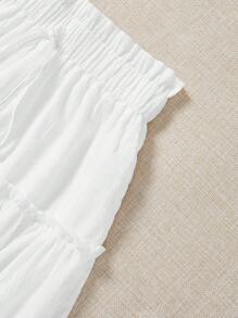 Soleia 紙袋腰褶邊前打結荷葉邊半身裙