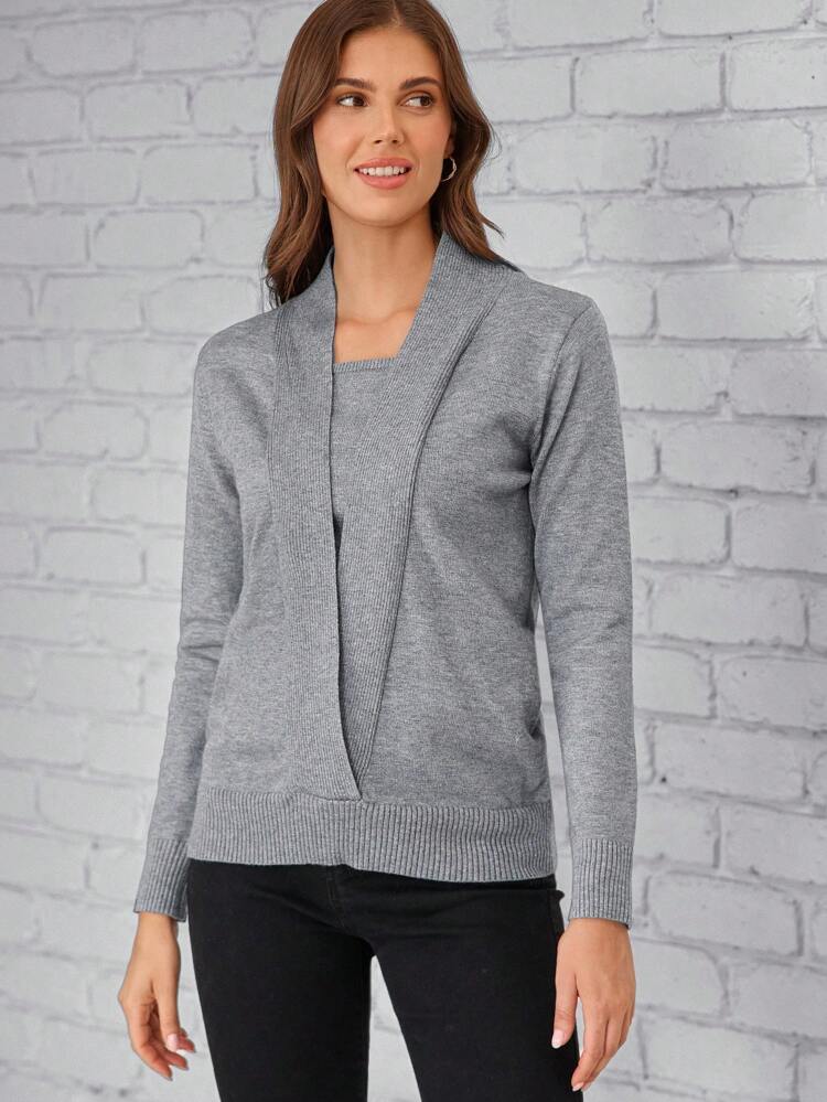 Solid Square Neck Sweater
