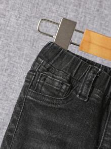 SHEIN Baby Boy Ripped Frayed Bleach Wash Jeans - Black - View 4