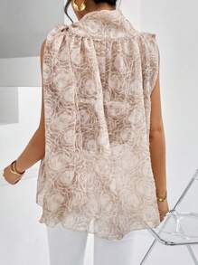 SHEIN Privé Hoa Dệt hoa Áo cổ bò Áo sơ mi - Màu Khaki - Xem 2