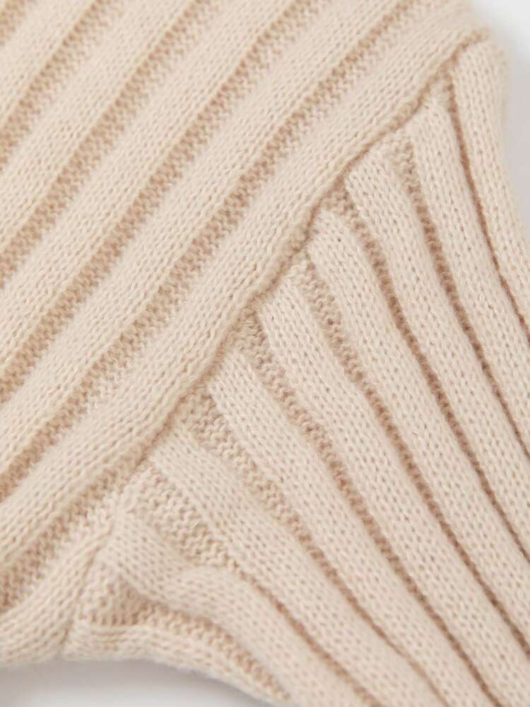 Men Polo Neck Drop Shoulder Ribbed Knit Sweater