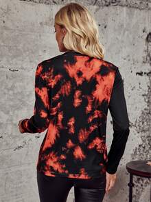 SHEIN LUNE 萬聖節紮染骷髅圖案T恤 - 彩色 - 查看 2