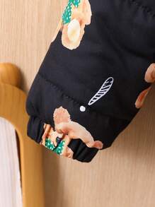 Kurtka puchowa dla dziewczynki z nadrukiem niedźwiedzia, zapinana na zamek i bez swetra - Wielokolorowe - Zobacz 5