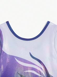 Cô Gái Trẻ Khối màu Hoạt động Áo liền quần chặt - Màu tím - Xem 5