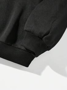 少女休閒簡單蜘蛛紋長袖圓領衫,適用於秋冬季節 - 黑色 - 查看 4