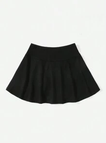 SHEIN EZwear In số Eo dây rút Váy kèn đồng - màu đen - Xem 2