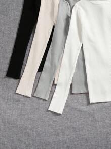 SHEIN LUNE 4pcs Solid Turtleneck Ribbed Knit Sweater - Multicolor - View 4