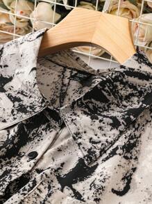 SHEIN Clasi Plus Tie Dye Button Front Shirt Fall Cloth For Women - Multicolor - View 3