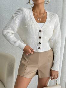 SHEIN Essnce Button Front Drop Shoulder Cardigan