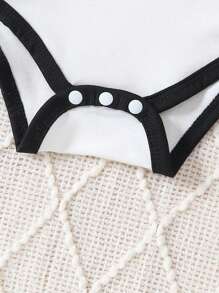 男嬰字母圖案撞色滾邊連體衣和愛心圖案連體衣和運動褲 - 彩色 - 查看 7