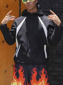 Manfinity Sport Corelite Veste de sport à capuche zippée pour homme et à blocs de couleurs, haut d'entraînement