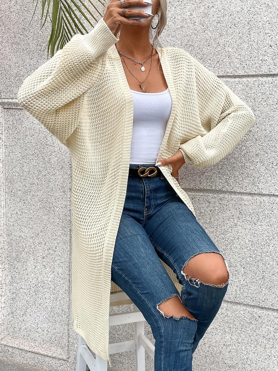 SHEIN Unity 休閒純色女士開襟衫 - 米色 - 查看 1