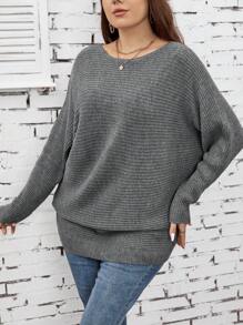 SHEIN LUNE Plus Size Sweaters - Grey - View 3