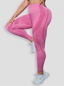 Easithlete Hơn Thắt lưng rộng Quần Xà cạp thể thao - Màu Hồng Tươi - Xem 3