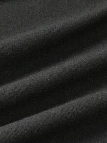 SHEIN EZwear In số Eo dây rút Váy kèn đồng - màu đen - Xem 5