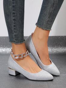 Chaussures à talons hauts pour femmes, talons hauts noirs confortables et polyvalents, à bout pointu plissé, à enfiler