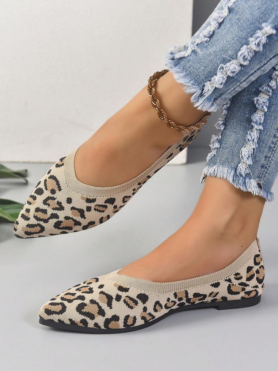 Của phụ nữ Đúng mốt Thoáng khí Dệt kim Pointed Toe Giày phẳng Cho công việc Và Giải trí Mặc - Nhiều màu - Xem 1