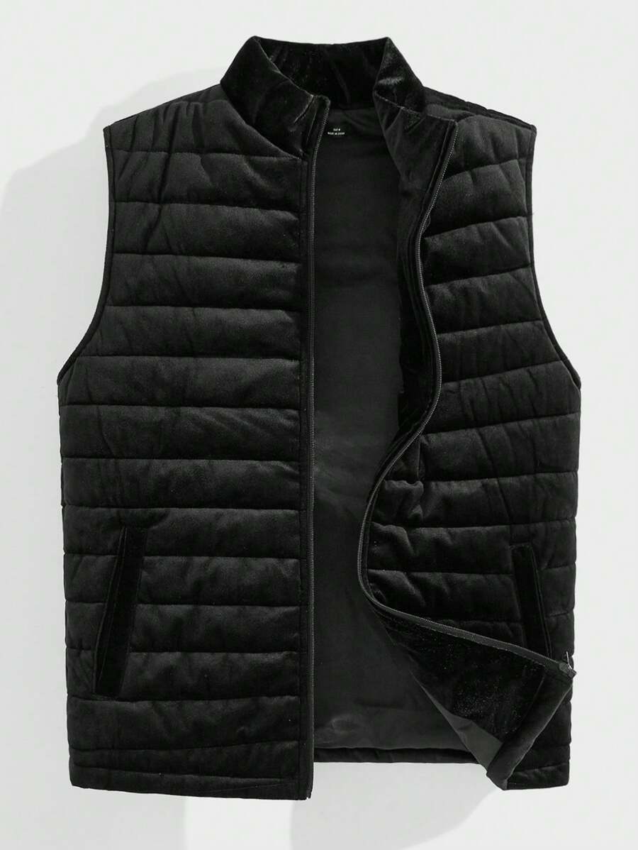GENTILAND Men Zip Up Padded Gilet - Black - View 1