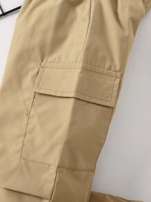 SHEIN Explorewe Young Girl Flap Pocket Cargo Pants - Camel - View 7