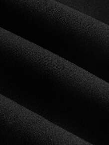 SHEIN MOD 纯色腰部褶皱直腿黑色西裤（配腰带） - 黑色 - 查看 4