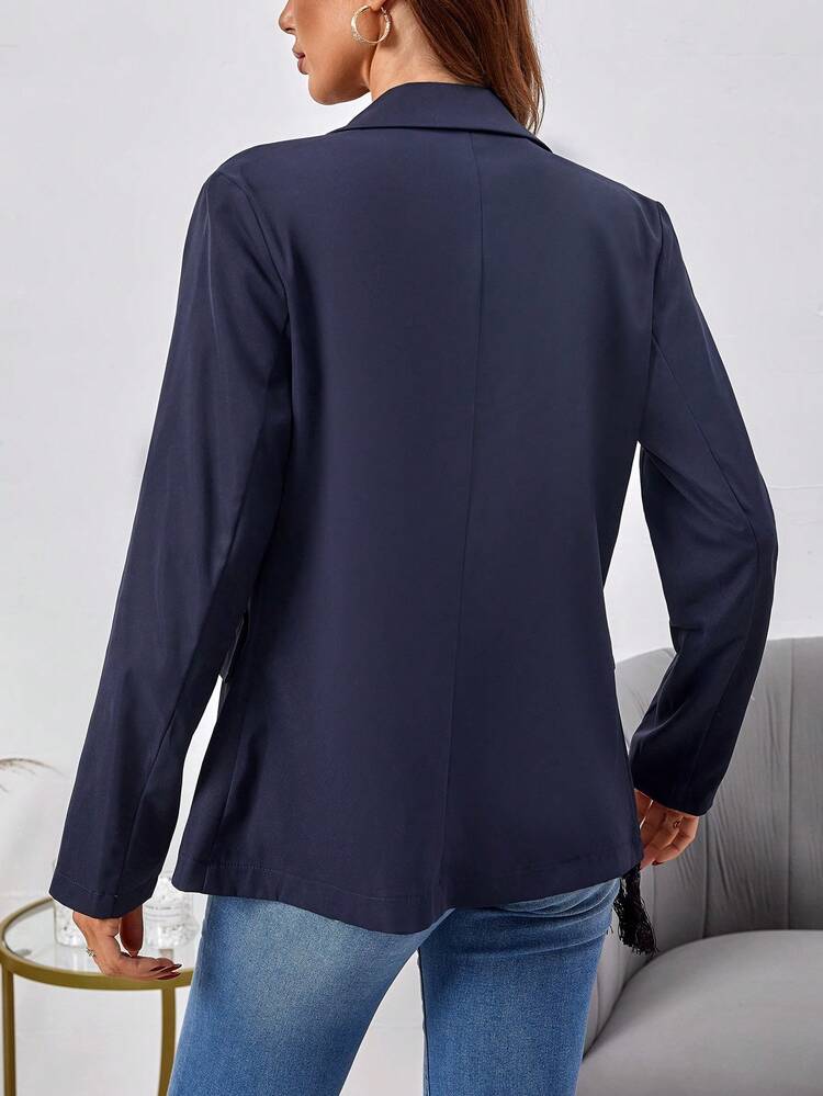 Fringe Trimmed Open Front Blazer Fall Cloth For Women