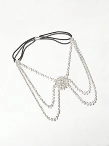 SHEIN BAE Cadena para cuerpo tachonado de cristal con diseño de gota de agua de moda - Plateado - Ver 1