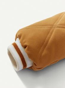 Baby Boy Letter Graphic Raglan Sleeve Colorblock Hooded Padded Coat - Brown - View 6