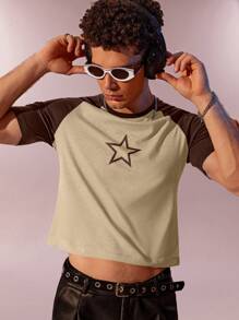 Manfinity Fever City Men Star Print Raglan Sleeve Tee - Multicolor - View 1