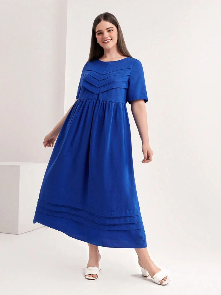 Plus Solid Smock Dress