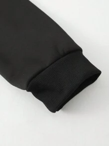 SHEIN EZwear Áo nỉ Plus Size Slogan Giải trí - màu đen - Xem 4