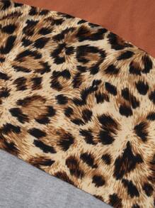 SHEIN Young Girl Cut And Sew Leopard Tee Dress