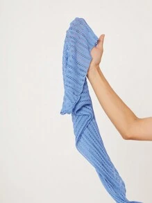 SHEIN VCAY Hollow Out Flare Leg Cover Up Pants Without Panty For Summer Beach Vacation - Blue - View 6