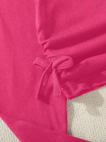 SHEIN Cô gái Tween Mặt cung Áo thun - Màu Hồng Tươi - Xem 4