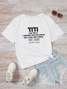 SHEIN Essnce Hơn Đồ họa Khẩu hiệu Áo thun - trắng - Xem 1