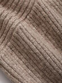 DAZY Solid V Neck Ribbed Knit Sweater,Fall Clothes - Khaki - View 7