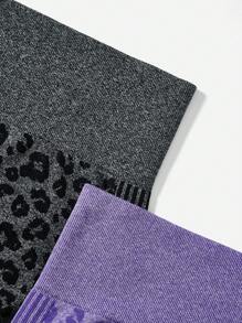 2pcs Seamless Leopard Print Wideband Waist Sports Leggings