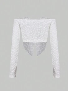 SHEIN Unity Top crop de hombros descubiertos girante delantero bajo asimétrico