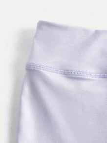 SHEIN Cô Gái Trẻ Chất rắn Chân bùng Hoạt động Quần - Màu tím hoa cà - Xem 4