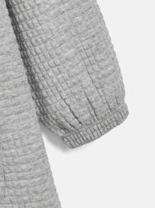 SHEIN EZwear Áo nỉ cỡ lớn có túi kangaroo, vai rớt, dây rút. - Xám - Xem 3