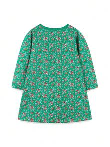 Váy thun thêu hoa chi tiết dành cho cô gái trẻ - màu xanh lá - Xem 2