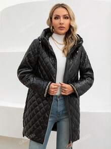 Zip Up Hooded Quilted Coat