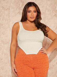 SHEIN SXY Plus Asymmetrical Hem Tank Top - White - View 1