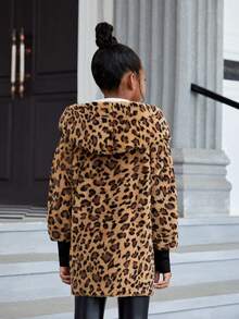 Áo khoác lông có mũ trùm đầu họa tiết da báo Tween Girl - Nhiều màu - Xem 2