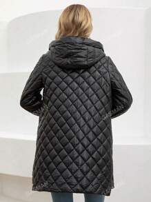 Zip Up Hooded Quilted Coat