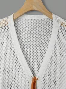 Calvaya 休閒前綁帶蝴蝶結條紋大碼開衫 - 彩色 - 查看 5