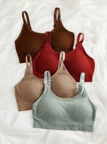 Women Casual High Stretch Backless Plain Bralette Bra Top In Multicolor Fabric - Multicolor - View 3