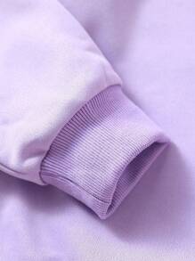 SHEIN Tween Girl Cartoon And Slogan Graphic Sweatshirt - Purple - View 4