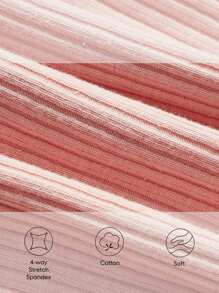 Cozy Pixies Baby Girl Letter Embroidery Lettuce Trim Ribbed Knit Tee - Pink - View 5