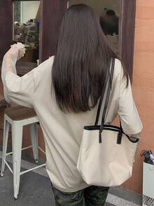 DAZY Letter Graphic Drop Shoulder Tee - Khaki - View 6